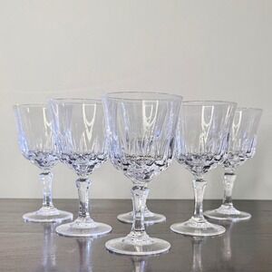 CRISTAL D'ARQUES DURAND St. Germain‎ Crystal Water Wine Goblets Set of 6